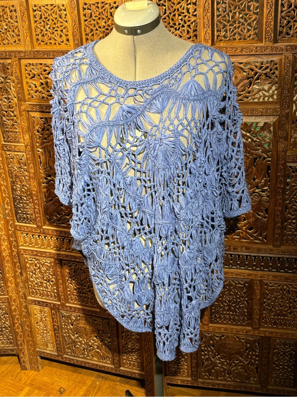 Chico's Sky Blue Crochet Openwork Tunic